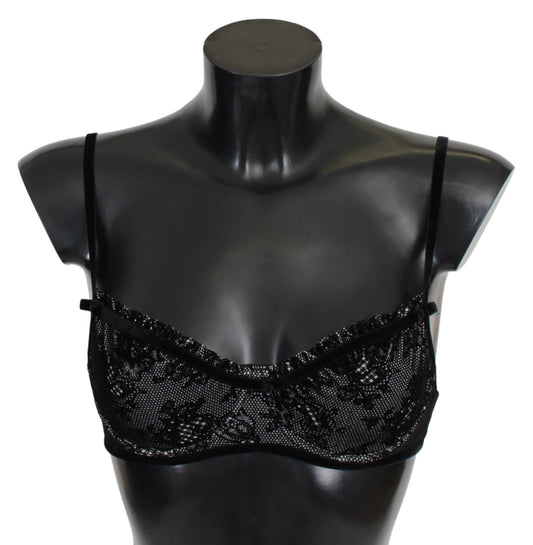 Ermanno Scervino Sleek Black Mesh Balconcino Bra