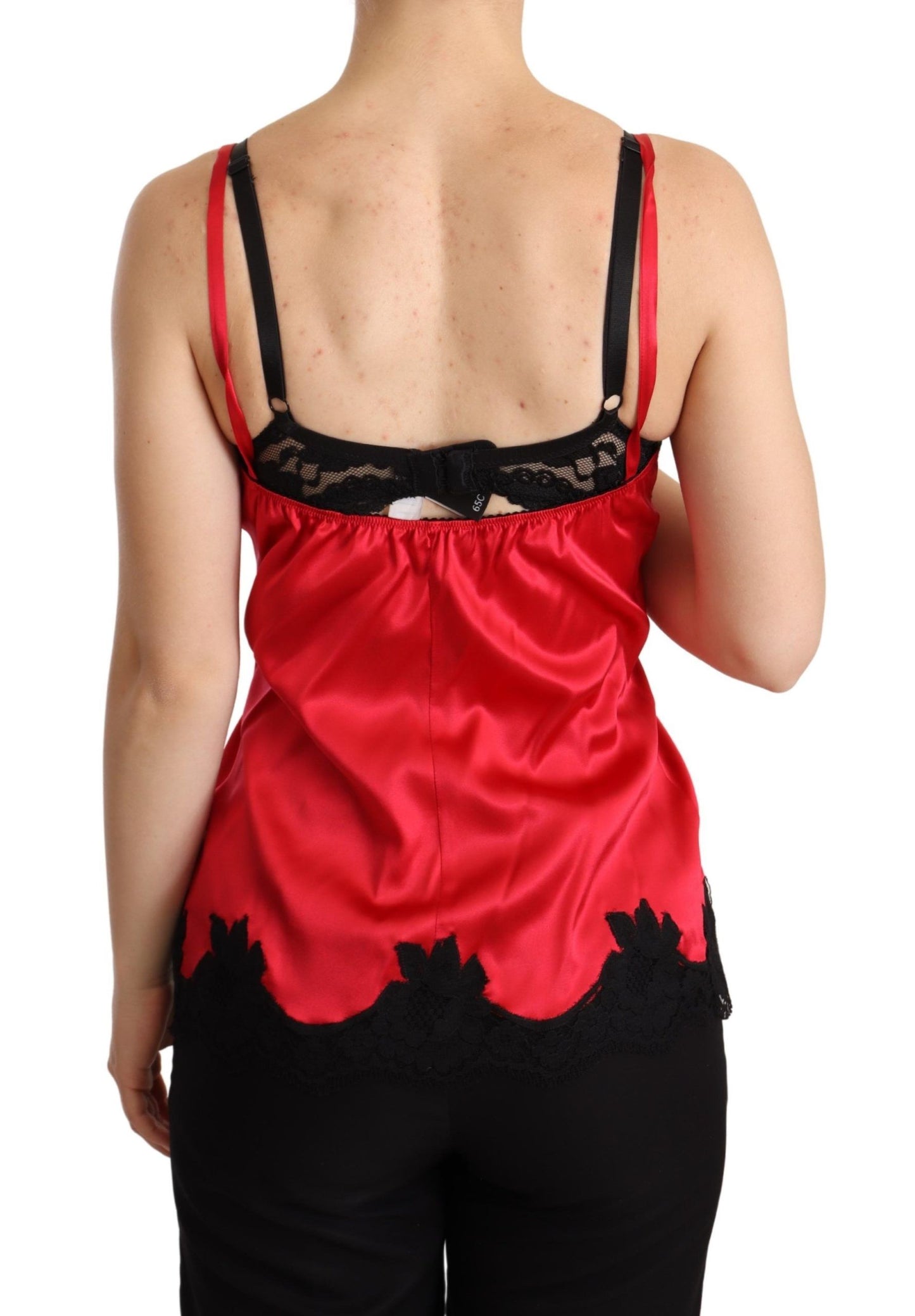 Dolce & Gabbana Enchanting Red Silk Blend Lace Camisole