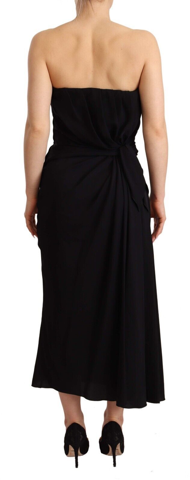 Dolce & Gabbana Elegant Strapless Silk Midi Dress