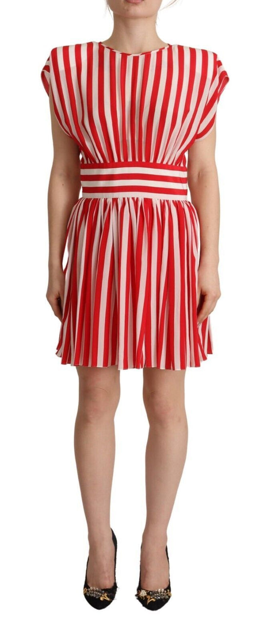 Dolce & Gabbana Elegant Striped Silk A-Line Mini Dress