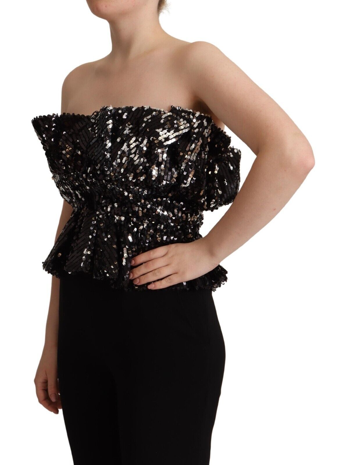 Aniye By Elegant Strapless Sequined Top