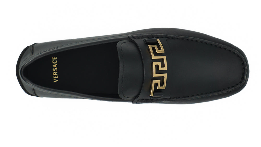 Versace Elegant Black Calf Leather Men's Loafers