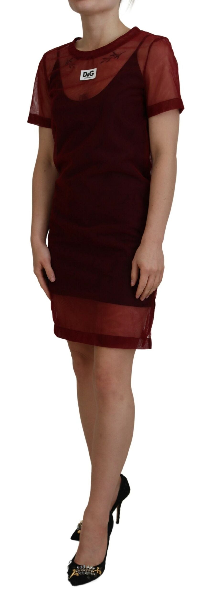 Dolce & Gabbana Maroon Mini Shift Dress - Italian Elegance