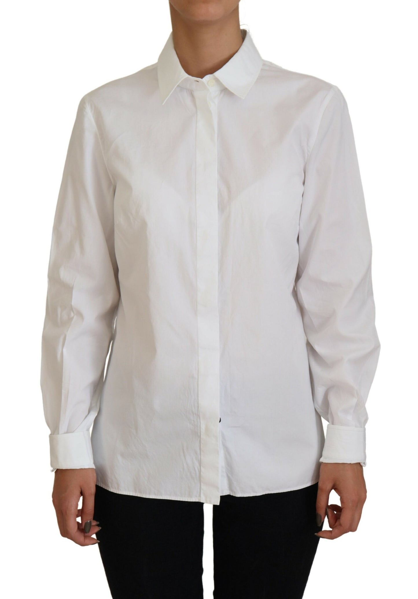 Dolce & Gabbana Elegant White Cotton Button-Up Top