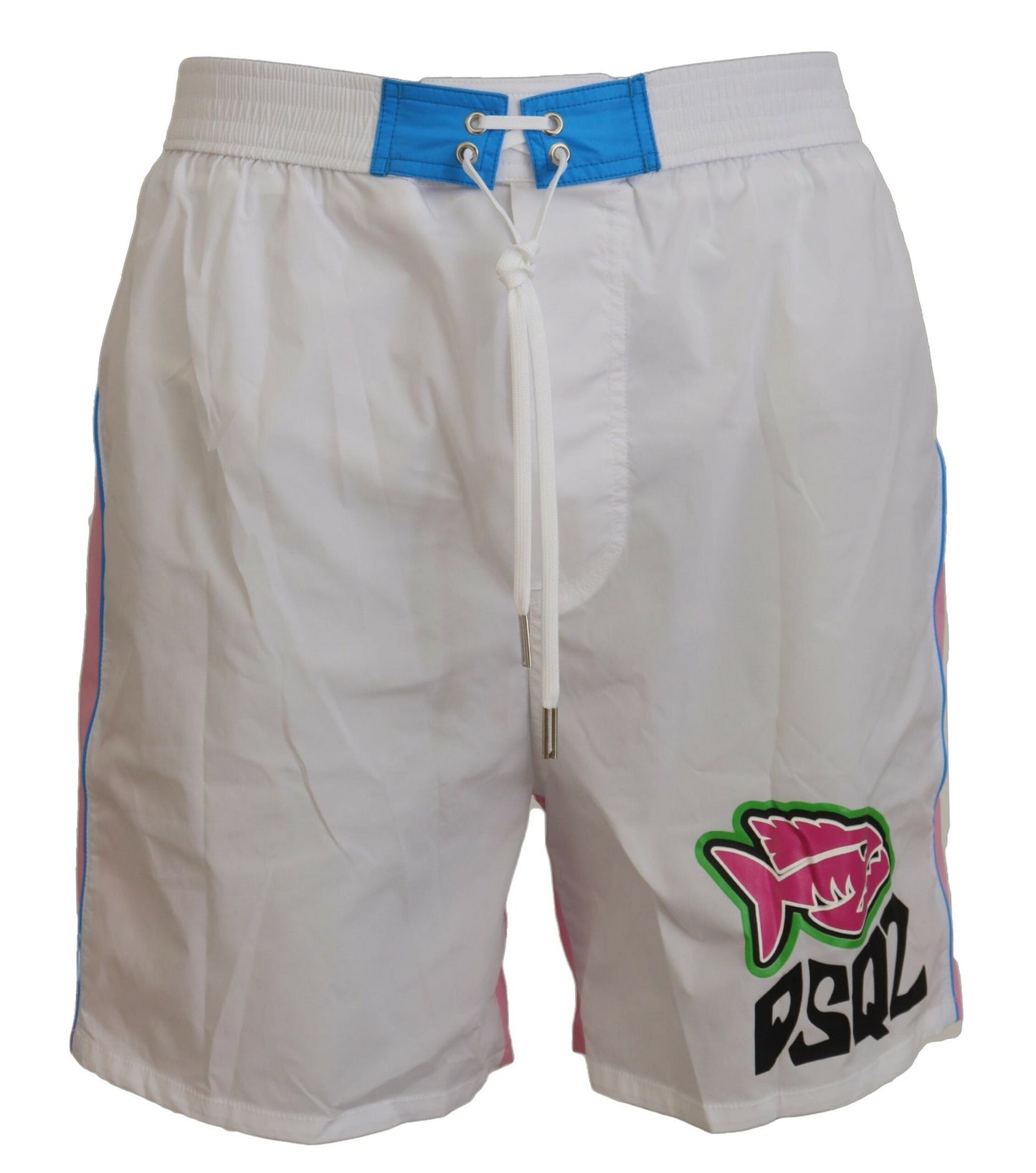 Dsquared² Chic White & Pink Print Swim Shorts