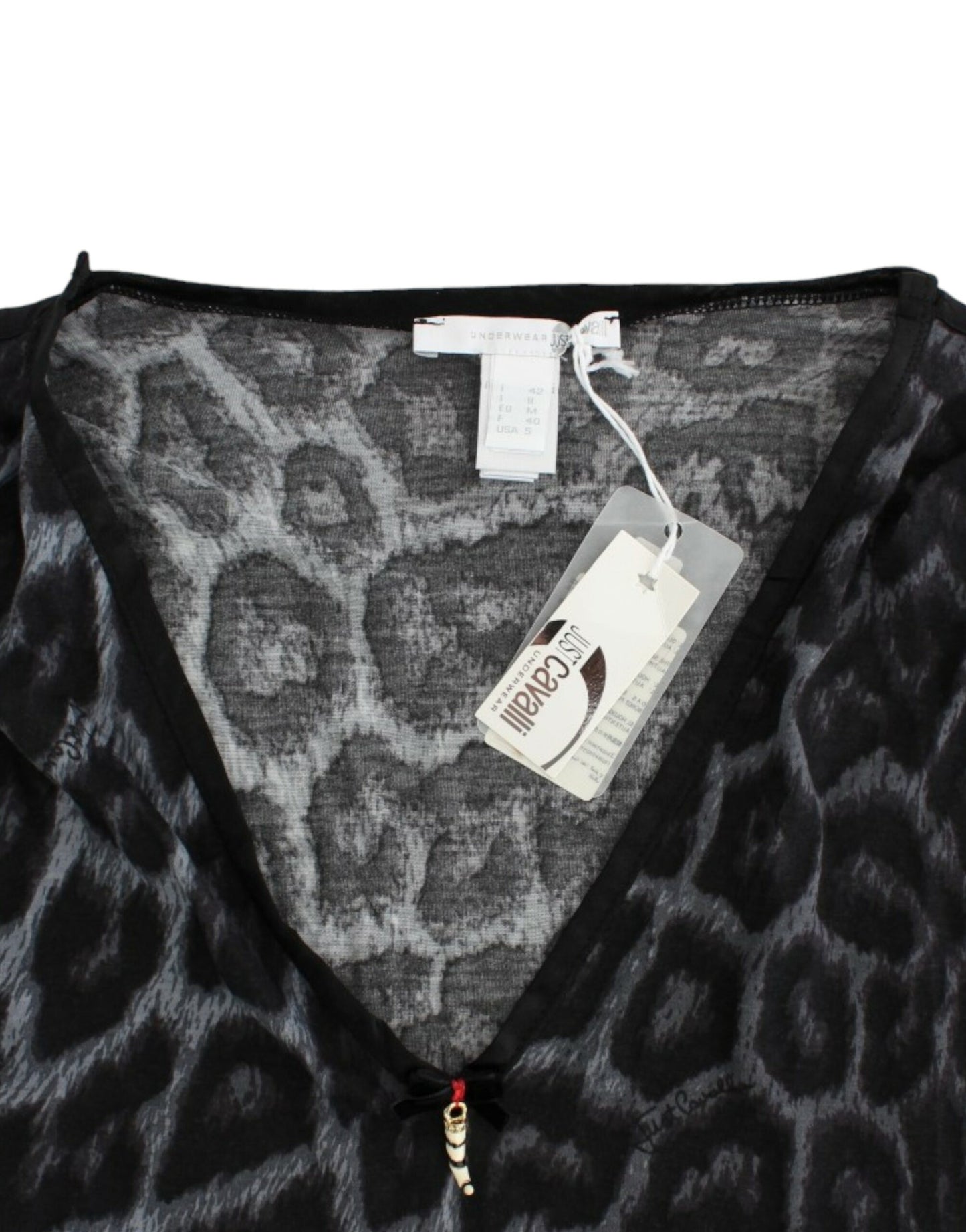 Cavalli Sultry Leopard V-Neck Modal Top