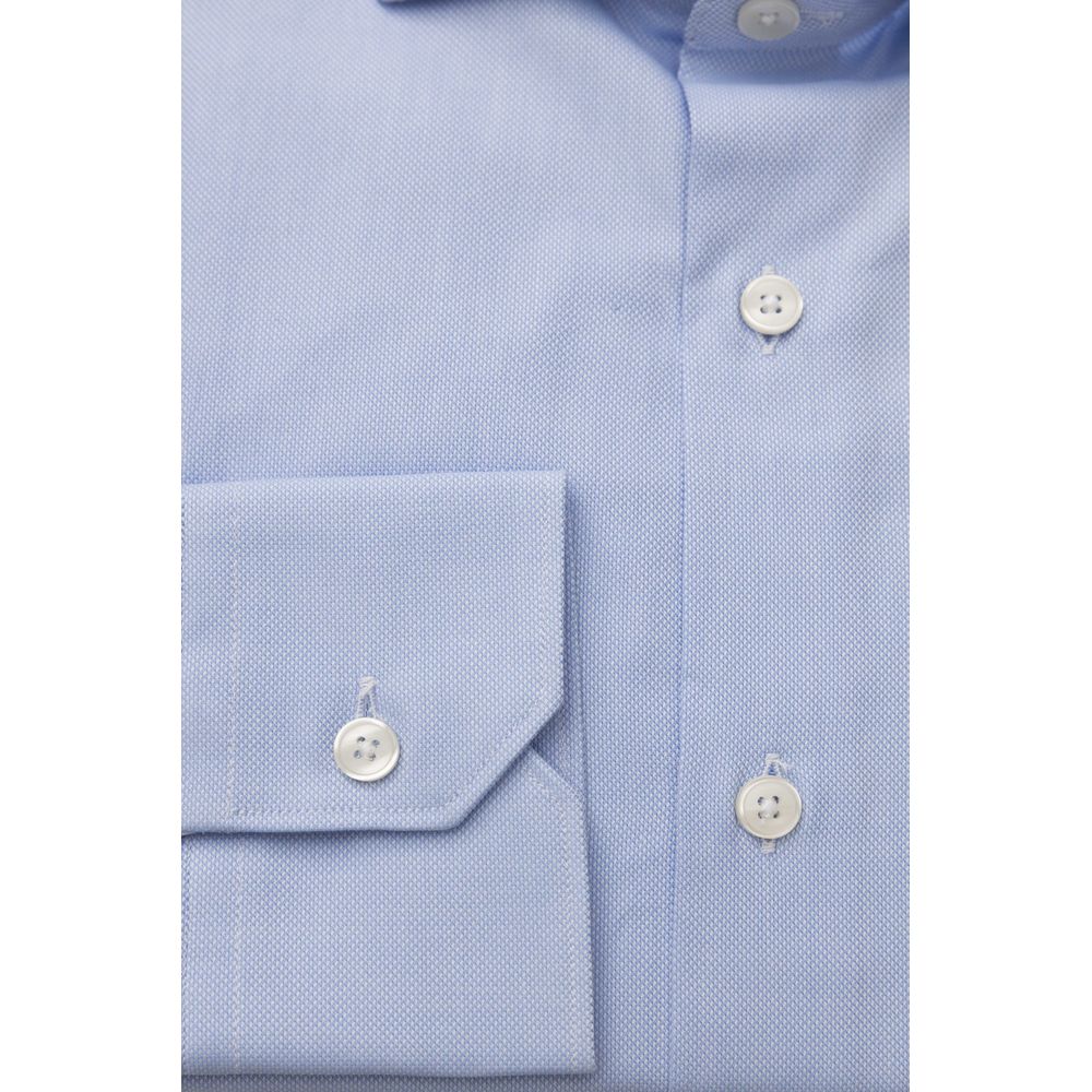 Bagutta Light Blue Cotton Men Shirt