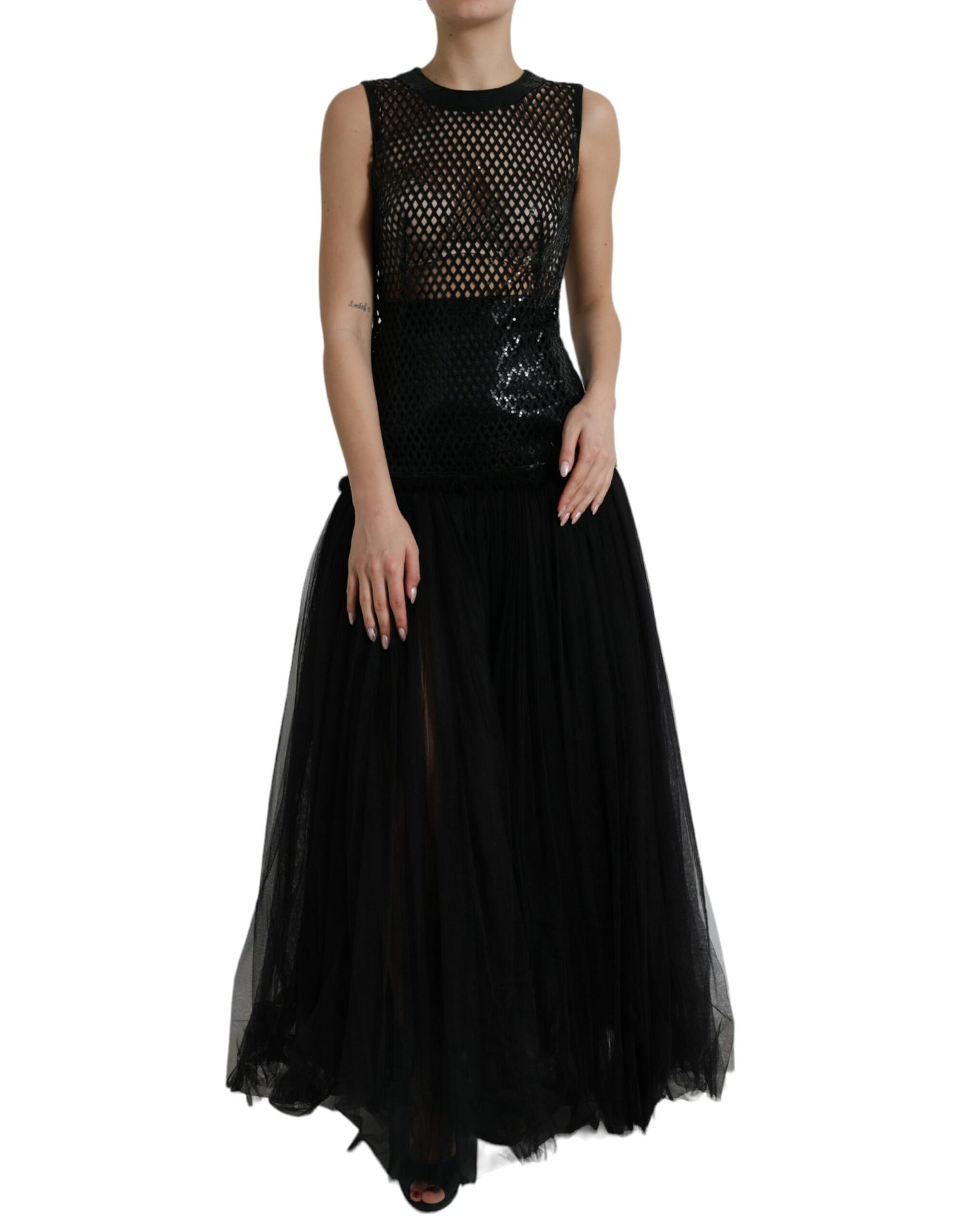 Dolce & Gabbana Elegant Black Sequined Evening Dress