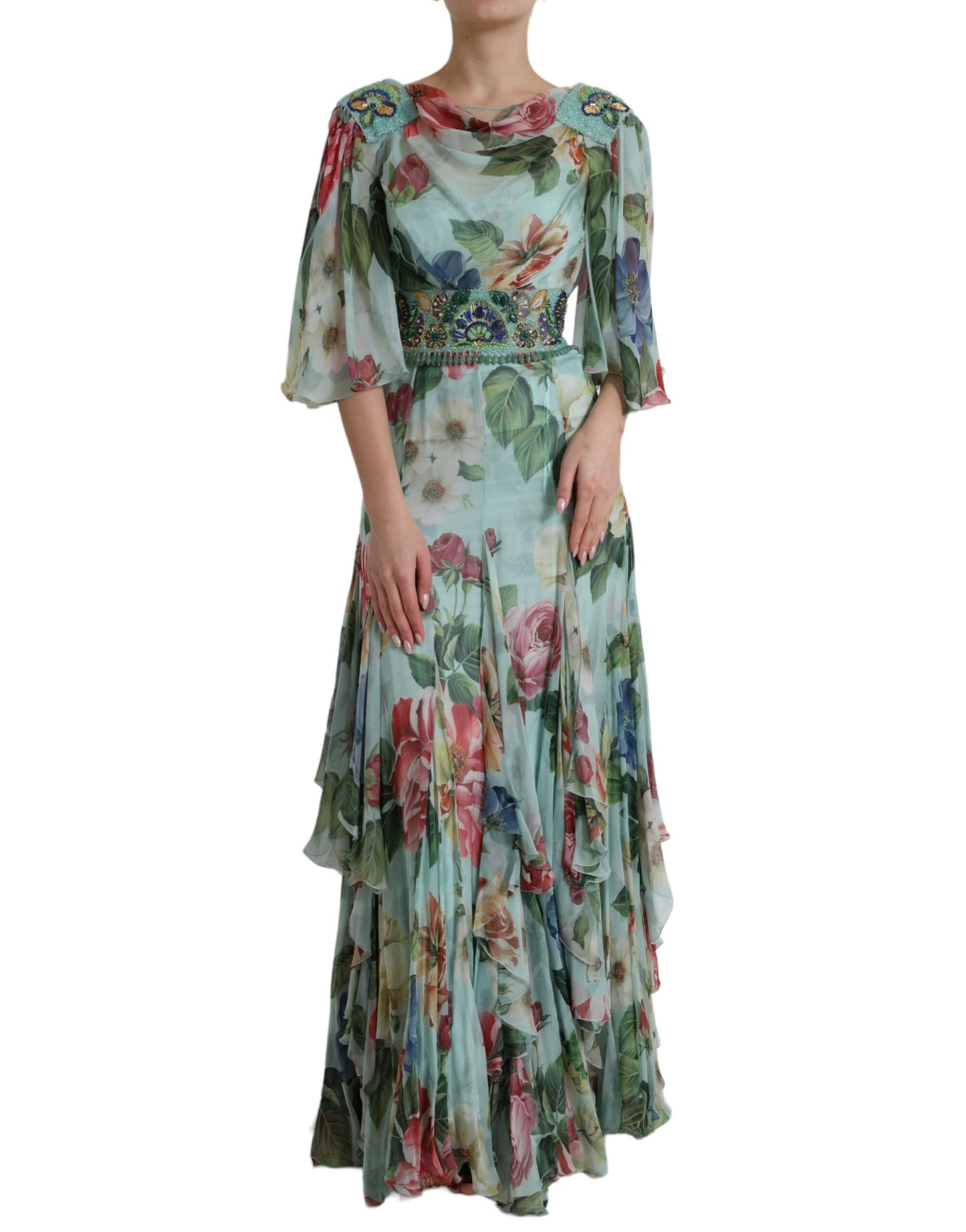 Dolce & Gabbana Elegant Floral Silk Long Dress