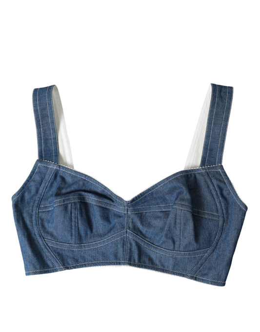 Dolce & Gabbana Elegant Blue Bustier Crop Top