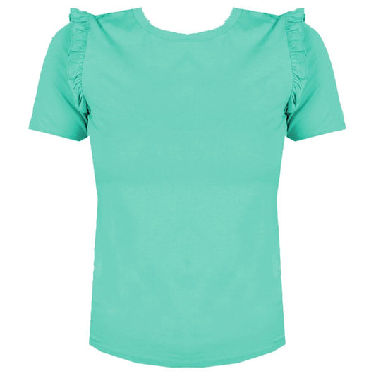 Patrizia Pepe Ruffled Shoulder Crew-neck Chic Top