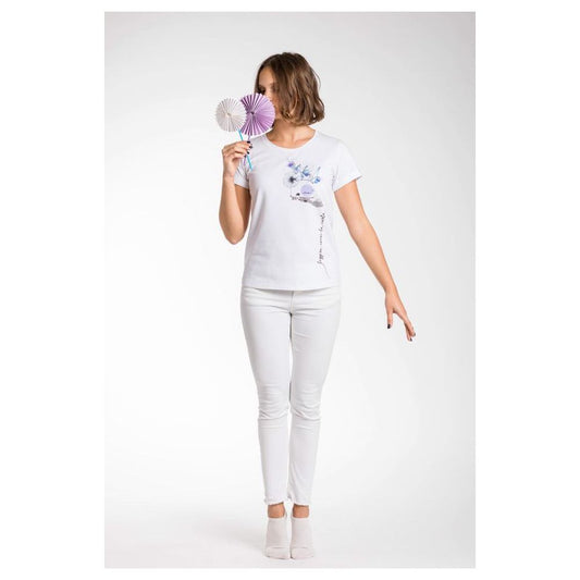 A.Tratti Elegant White Stretch Viscose Tee