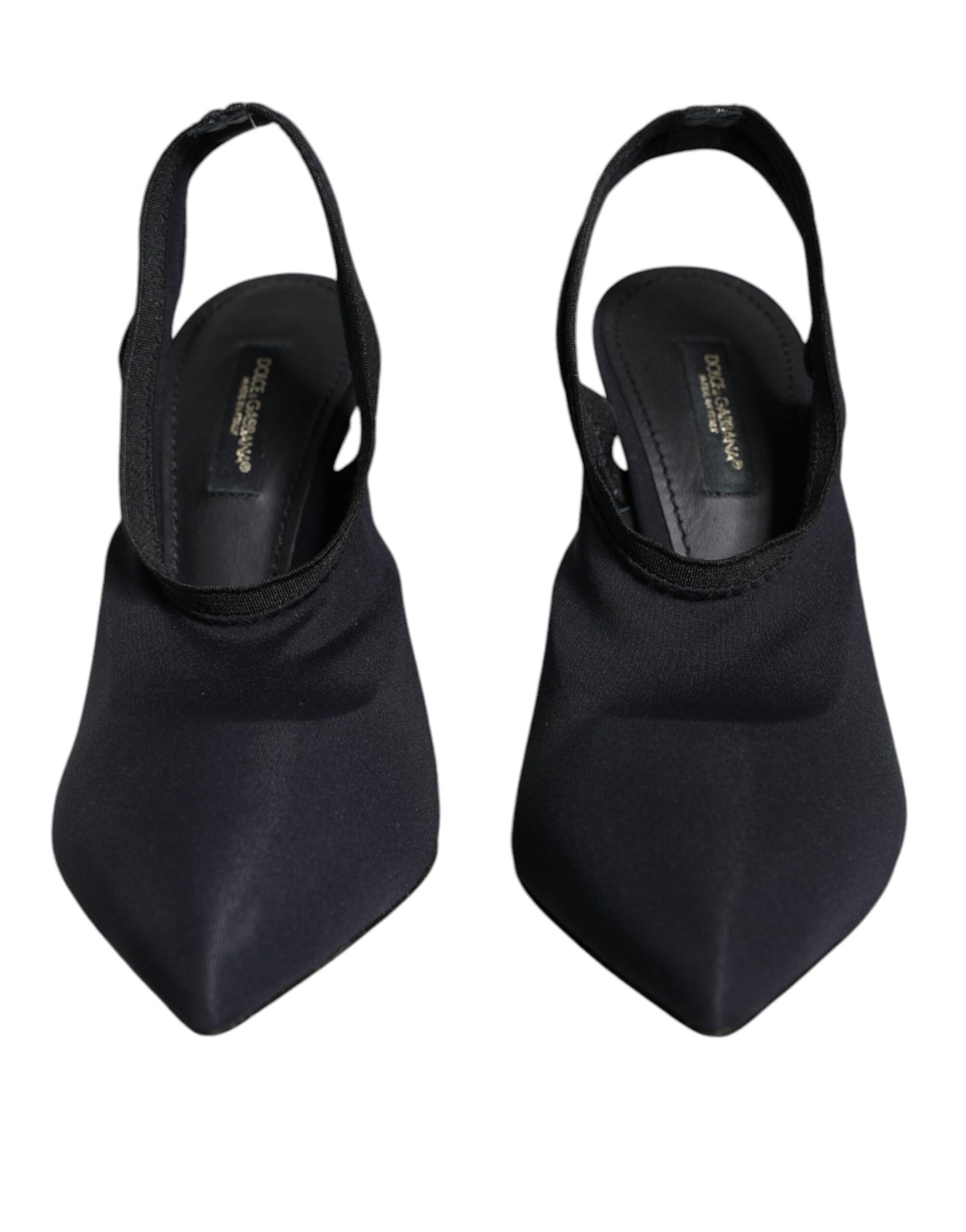 Dolce & Gabbana Black Jersey Stretch Heels Slingback Shoes