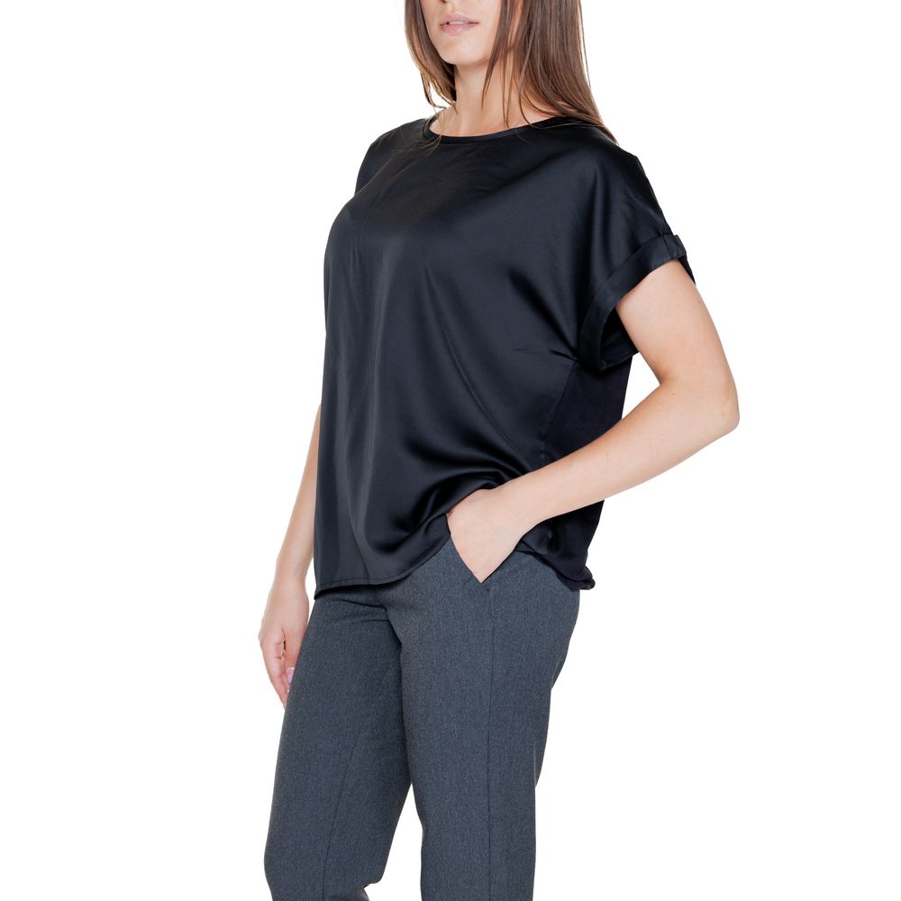 Vila Clothes Black Cotton Tops & T-Shirt