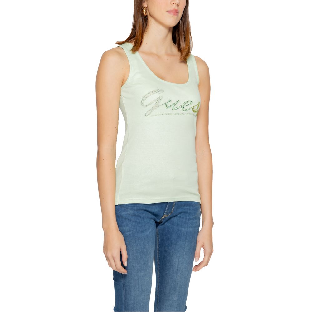 Guess Turquoise Cotton Tops & T-Shirt