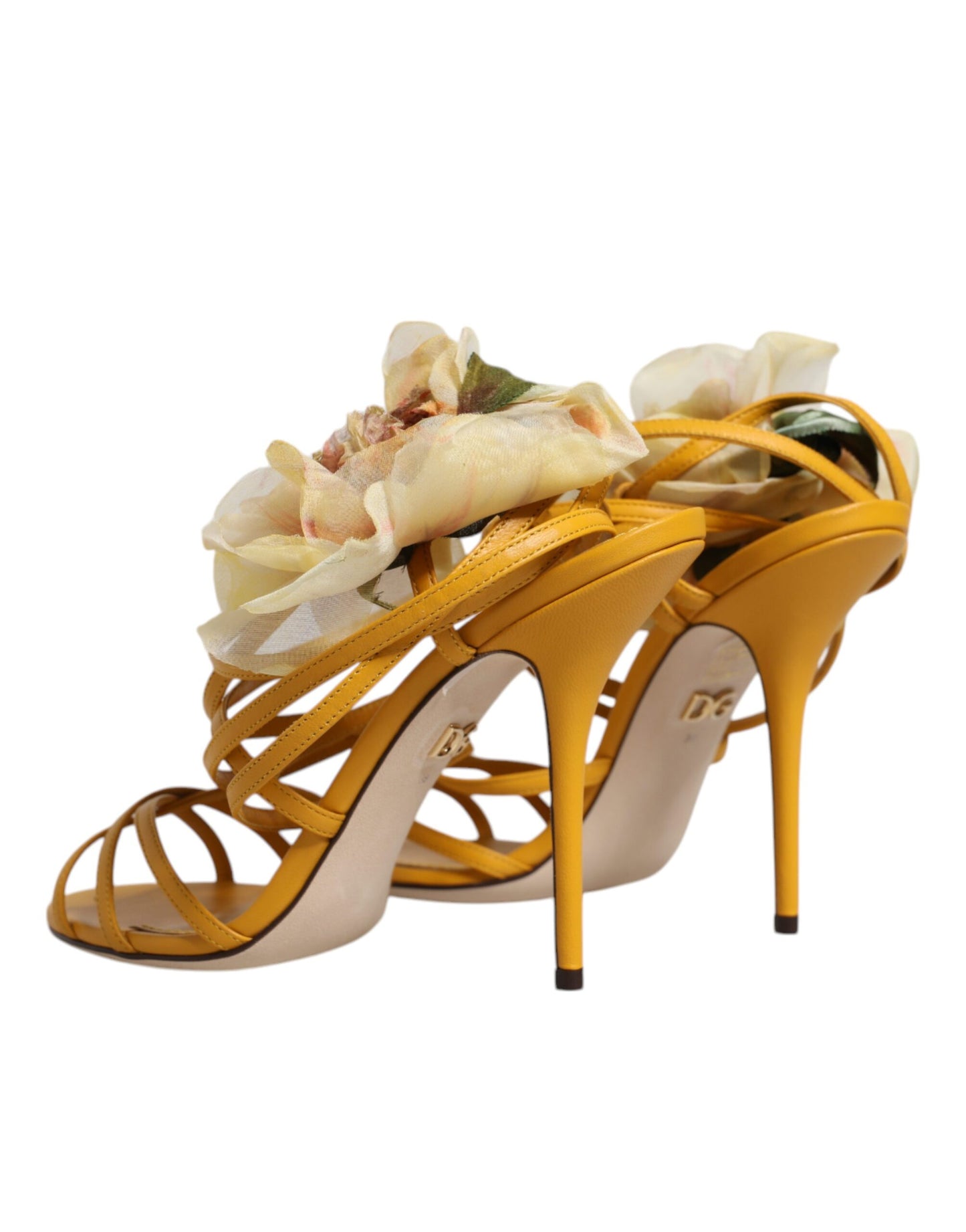 Dolce & Gabbana Orange Flower Applique Keira Sandals Shoes