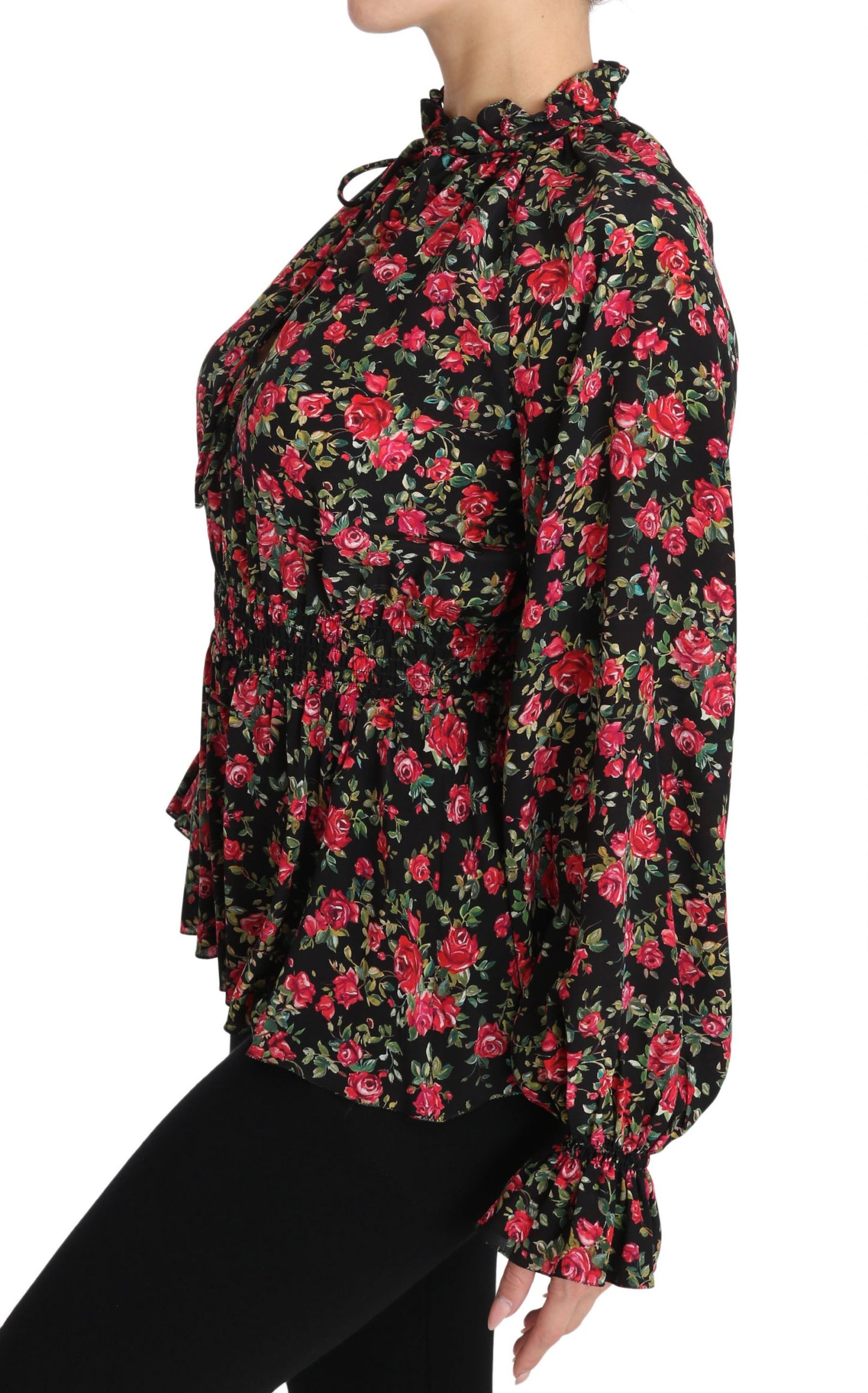 Dolce & Gabbana Elegant Black Floral Silk Shirt