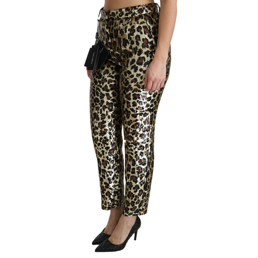 Dolce & Gabbana Chic High Waist Leopard Sequin Pants